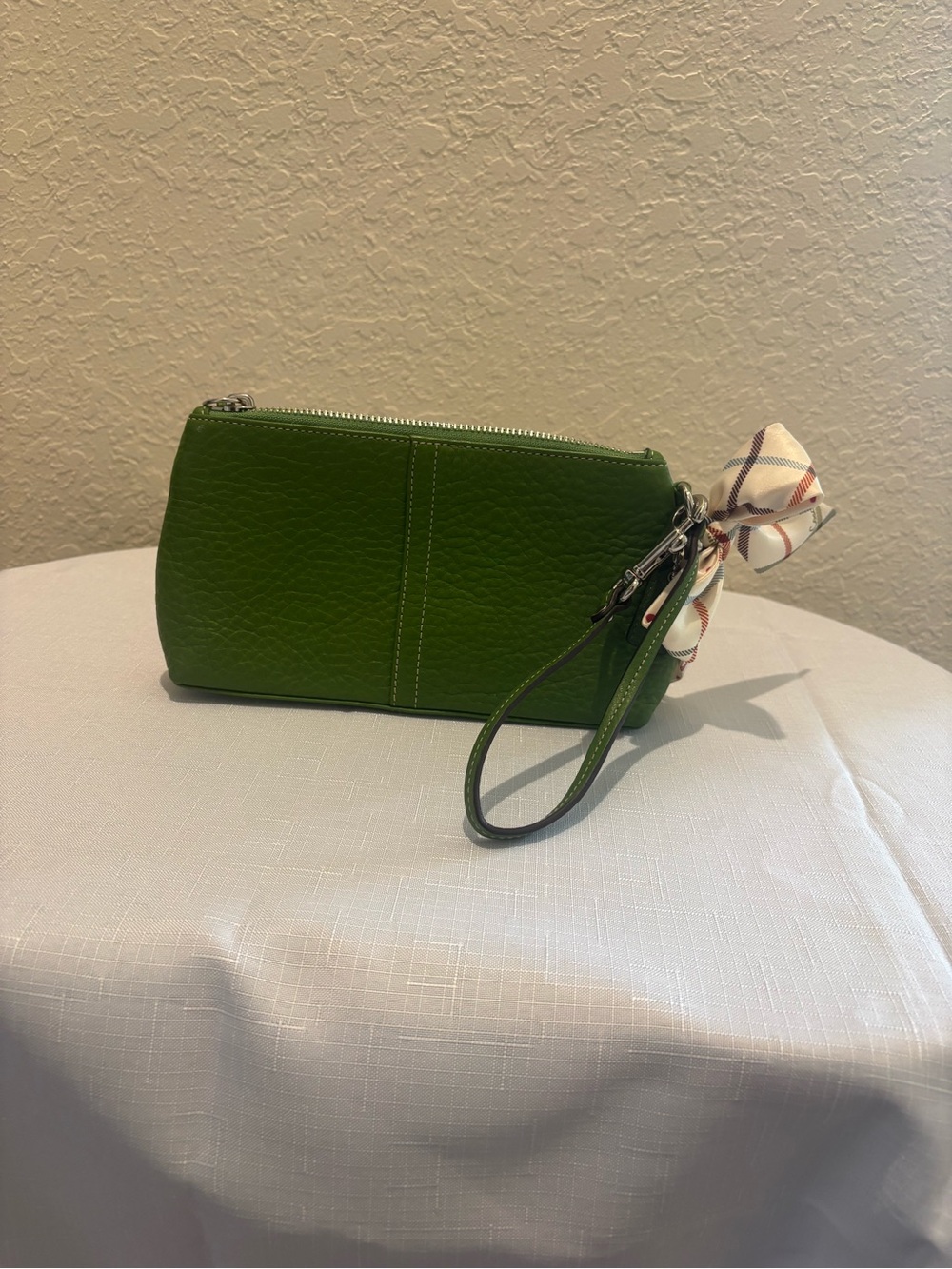 Coach Green Leather Wristlet with Scarf Accent - Picture 2 of 7